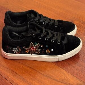 Betsey Johnson Black Velvet Embellished Sneakers